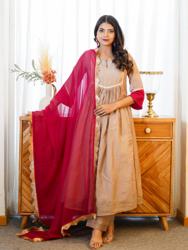 BLUSH CHANDERI SUIT SET