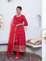 SURKH LAL SILK ANARKALI SUIT SET