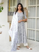 LILY COTTON ANARKALI SUIT SET